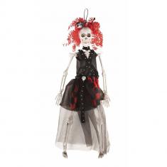 Skelett Punk Frau - rot - 40cm