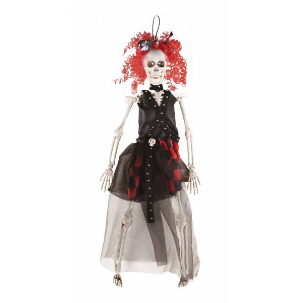 Skelett Punk Frau - rot - 40cm - RDLF-23005