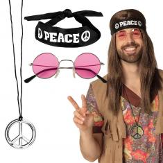 Peace-Accessoires-Set (Stirnband, Brille und Halskette)