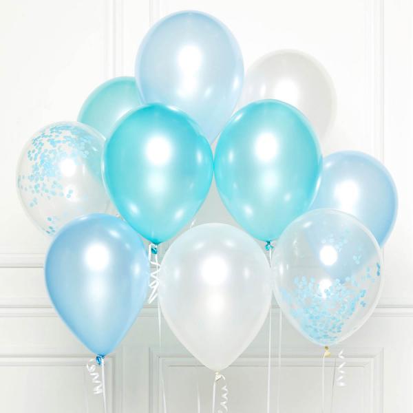 Blumenstrauß-Set mit 10 Luftballons – Blau - 9907428