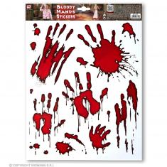 Aufkleber mit blutigen Händen - Halloween