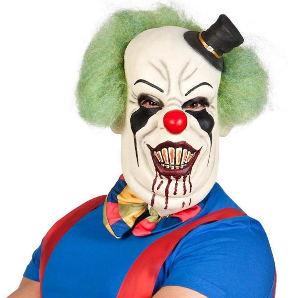 Luxus Horror Clown Latexmaske mit Haaren - 97523BOL