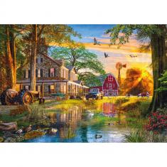 4000 piece puzzle : Sunset At The Farm House  