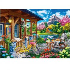 500 piece puzzle: Colorful house near the lake
