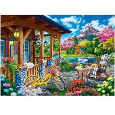 500-teiliges Puzzle: Buntes Haus am See