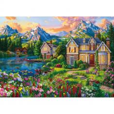 Puzzle de 2000 piezas: Acogedora casa junto al lago