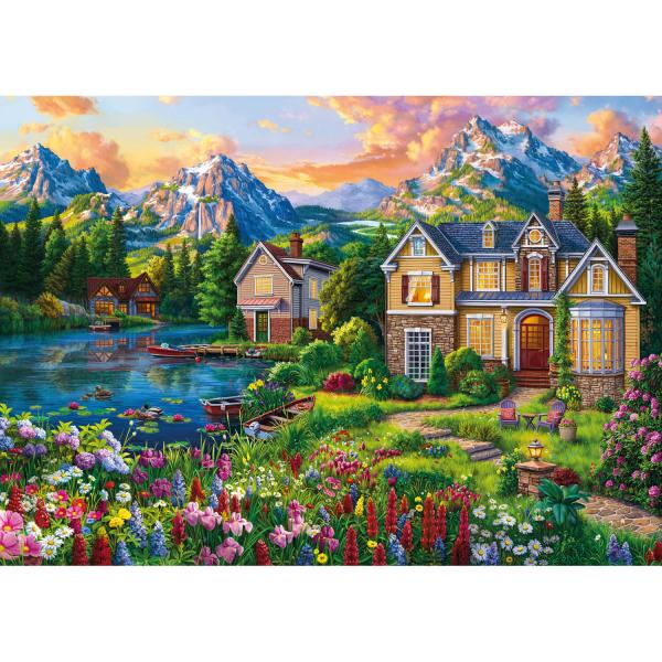 Puzzle de 2000 piezas: Acogedora casa junto al lago - KsGames-22522