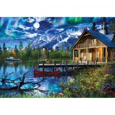 Puzzle 3000 pièces : Maison du lac au clair de lune