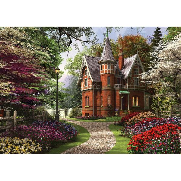 Puzzle de 2000 piezas: Victorian Cottage In Bloom - KSGames-11294