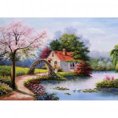 1000 Teile Puzzle:  Haus am See