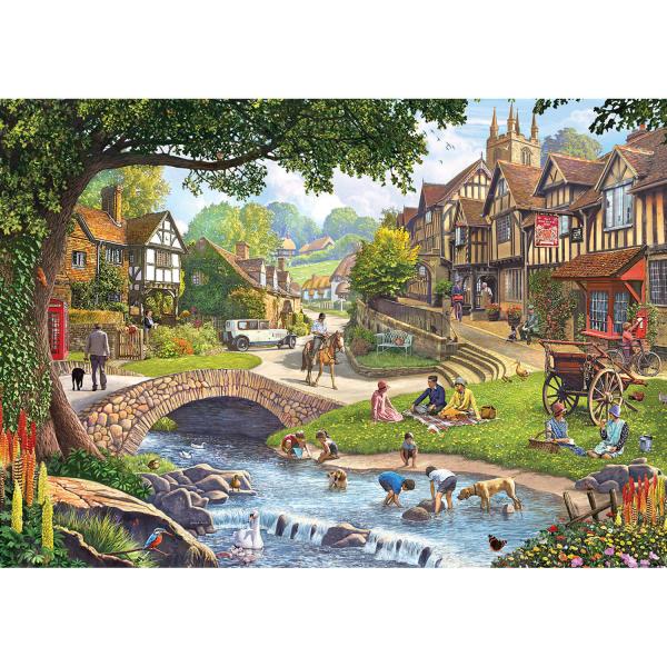 1000 pieces puzzle : Summer Village Stream - KSGames-20516