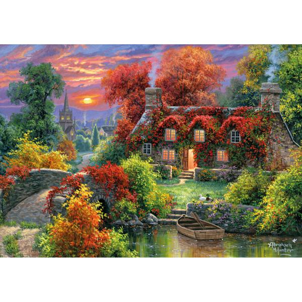 1000 piece puzzle : Autumn at the Lake House - KSGames-20672