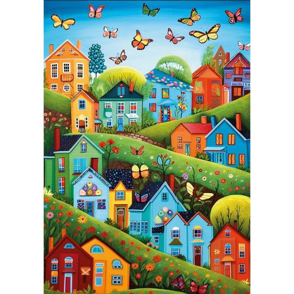 Puzzle 500 pieces : Village Tith Butterflies  - KSGames-20079