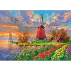 Puzzle 1000 pieces : Tulip Farm  