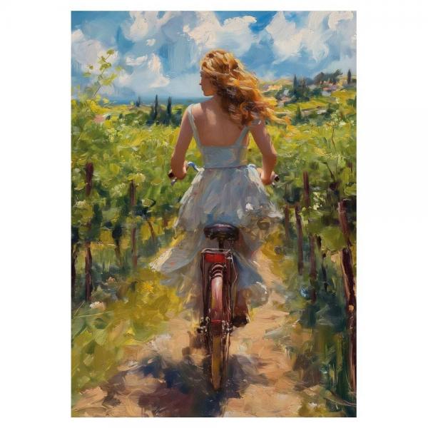 Puzzle 1000 pièces : Fille à Vélo   - KSGames-20789