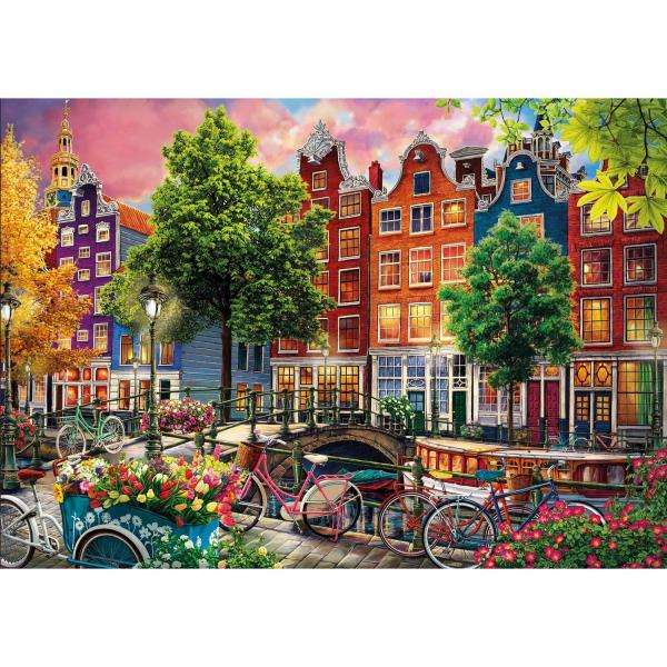 Puzzle 1000 pièces : Magnifique Coucher de Soleil à Amsterdam   - KSGames-20793