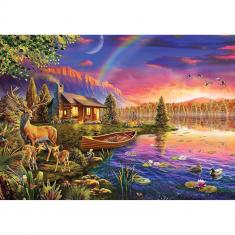 Puzzle 500 pièces : Cabane au bord du lac