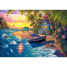 Puzzle 1000 pièces : Plage au Coucher de Soleil  