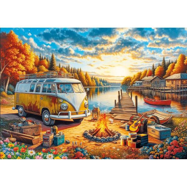 Puzzle 1000 pièces : Camp de Vosvos au Coucher de Soleil   - KSGames-20810