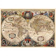 Puzzle 2000 pieces : Hendrik Hondius Vintage World Map 