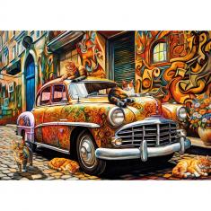 Puzzle 500 pieces : Cats On The Car 