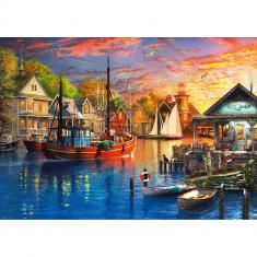 Puzzle 3000 pièces : Port Américain au Coucher de Soleil  