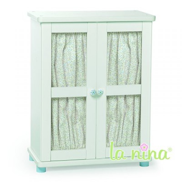 Armoire bois blanc pour poupée - Fleurs bleues : Laura - La-Nina-61479