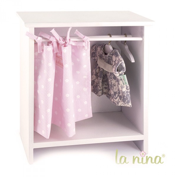 Armoire rose à pois blancs pour poupée Anita 22 cm - La-Nina-60350