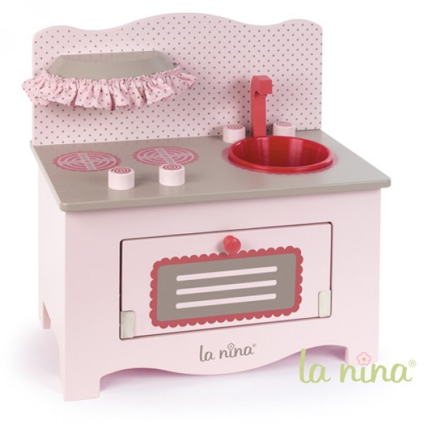 Cuisine en bois rose pour poupée : Petit modèle - La-Nina-61562