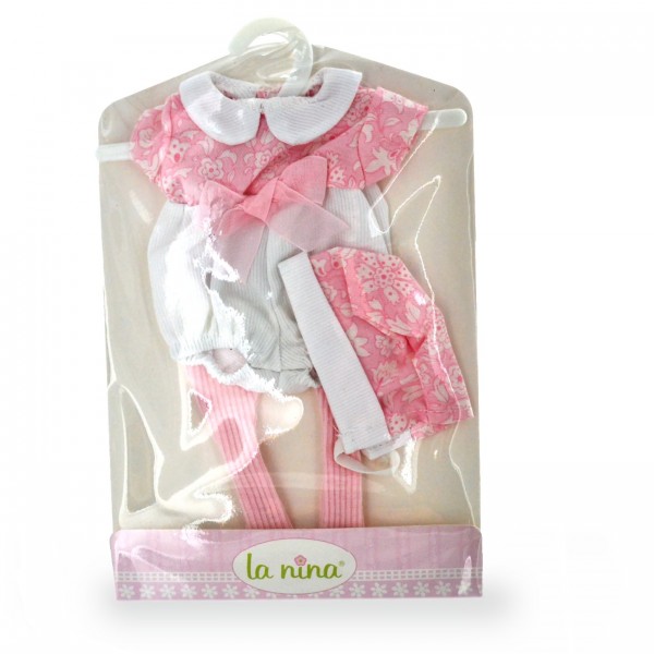 Vêtements pour poupée Anita 22 cm : Ensemble blanc et rose clair avec noeud - La-Nina-60206-3