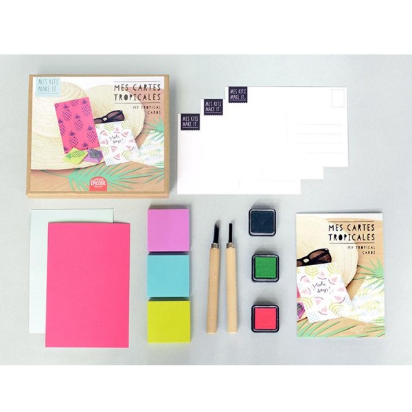 Kit créatif Mes Kits Make It (MKMI) : Création de tampons et cartes tropicales - PetiteEpicerie-340015