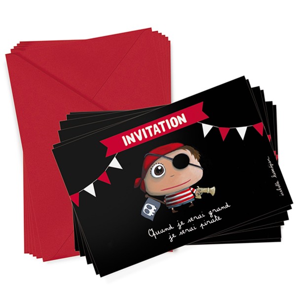 Cartons d'invitation : Quand je serai grand je serai pirate - en lot de 6 - Label-ISAINV15