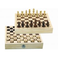 Jeux de dames et d'échecs - Coffret en bois