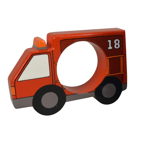 Rond de serviette en bois : Camion de pompier - Coin-28610