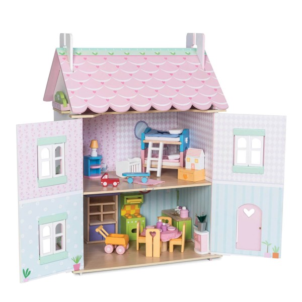 Casa de muñecas de madera: Bonita casa de corazón rosa - Toyvan-H126