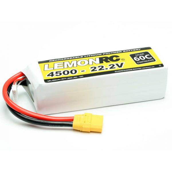 Accu Lipo LemonRC 6S 4500mAh 22.2V (60C) XT90 - 15764
