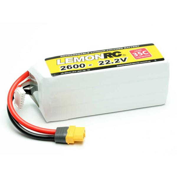 Accu Lipo LemonRC 6S 2600mAh 22.2V (35C) XT60 - 15752