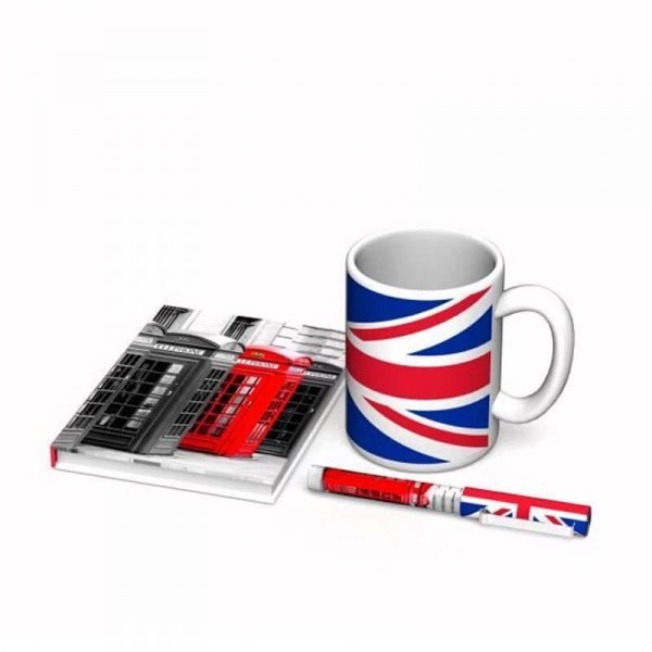 Coffret cadeau : Mug, stylo et carnet : Drapeau anglais - Lannoo-440778