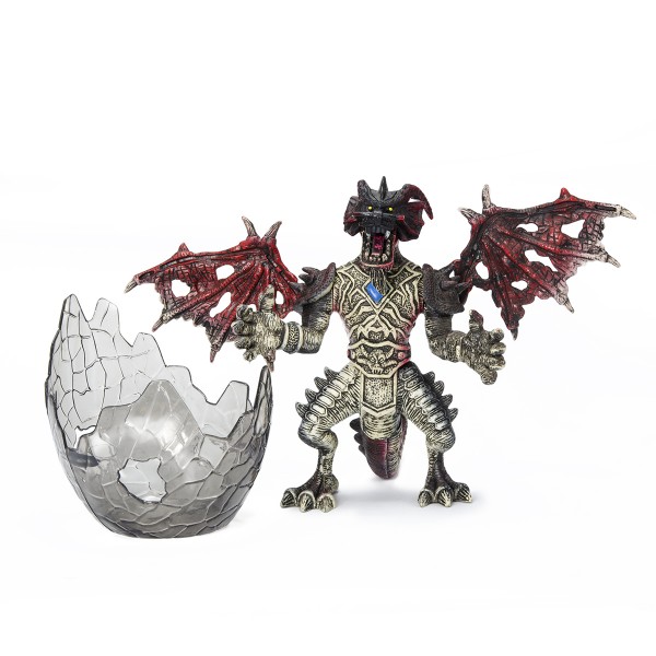Figurine Dragon avec Oeuf : Noir et rouge au coeur bleu - LGRI-GT93986-2