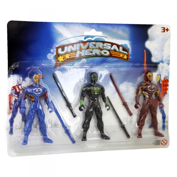 Figurines de ninjas : 3 ninjas Universal Hero dont 1 avec motif araignée - LGRI-94651-1