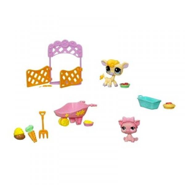 Figurine Petshop  Duo et accessoires : Vache et Cochon - Hasbro-90861-90388