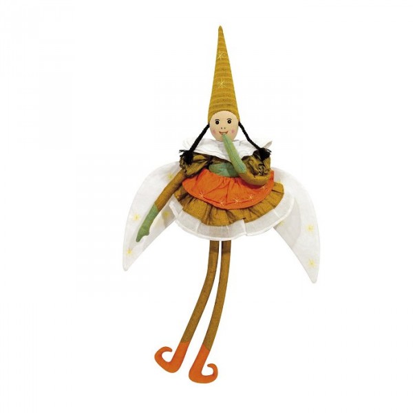 Poupée de chiffon La fine fleur des elfes : Reine jupe orange - OiseauBateau-ELF11L1-9