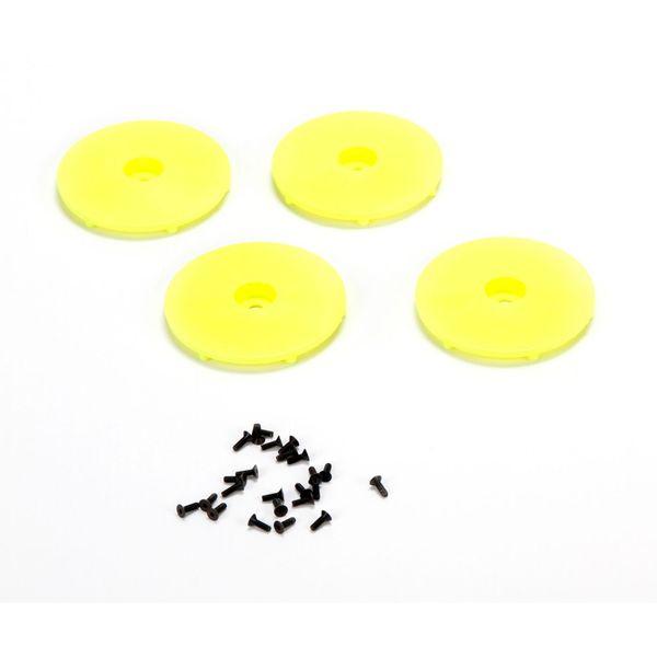 Wheel Disk, FL Yellow w/Screws (4): 22SCT/2.0 - TLR43006