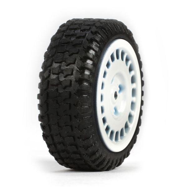 Tires, Mounted, White (4): Micro Rally - LOSB1593