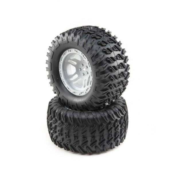 Tires, Mounted Grey (2) - TENACITY Monster Truck - Losi - LOS43021