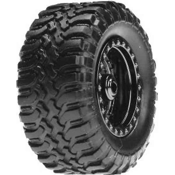 Desert Tire Set Mounted, Black Chrome (4):Micro DT - LOSB1572