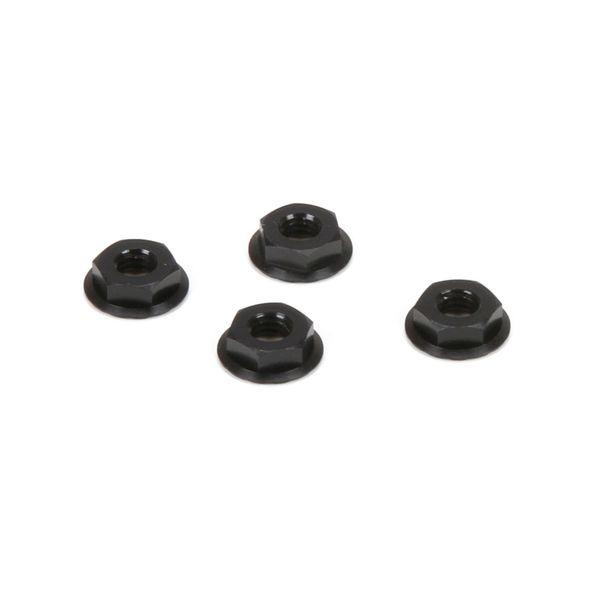 M4 Aluminum Serrated Nuts, Low Profile, Black (4) - TLR336003