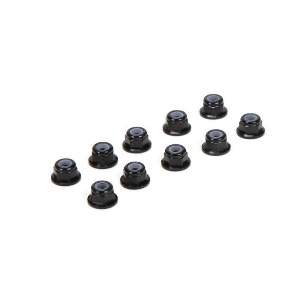 M3 Flanged Aluminum Lock Nuts, Black (10) - TLR336005