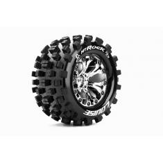 Louise RC - MT-ROCK - Pneus 1-10e Monster Truck - Soft - Jantes 2.8" Chromées - 1/2"-Offset - GP JAT