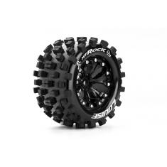 Louise RC - MT-ROCK - Pneus 1-10e Monster Truck - Soft - Jantes 2.8" Noirs - 1/2"-Offset - GP JATO 2